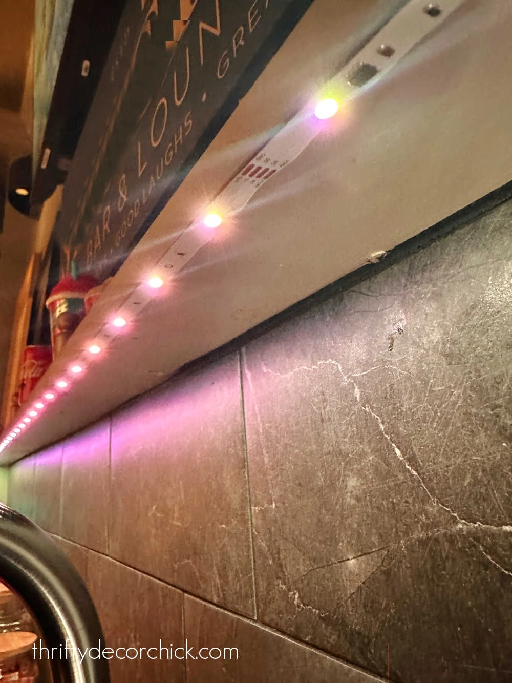 Govee light installation under shelf